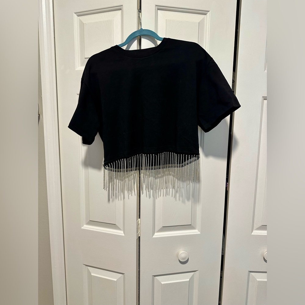 Black crop top with jewels